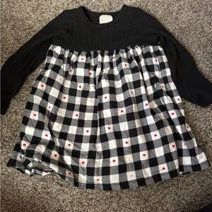 First Impressions Black and White Checkered Dress with Red Accents